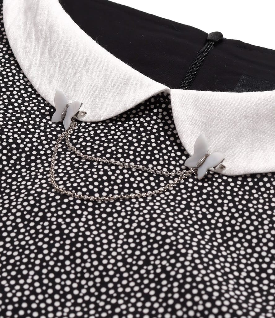 Rochie midi din viscoza imprimata cu picouri