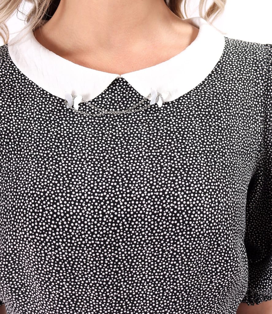 Rochie midi din viscoza imprimata cu picouri