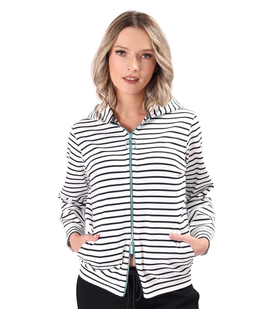 Hanorac din jerse elastic imprimat cu dungi