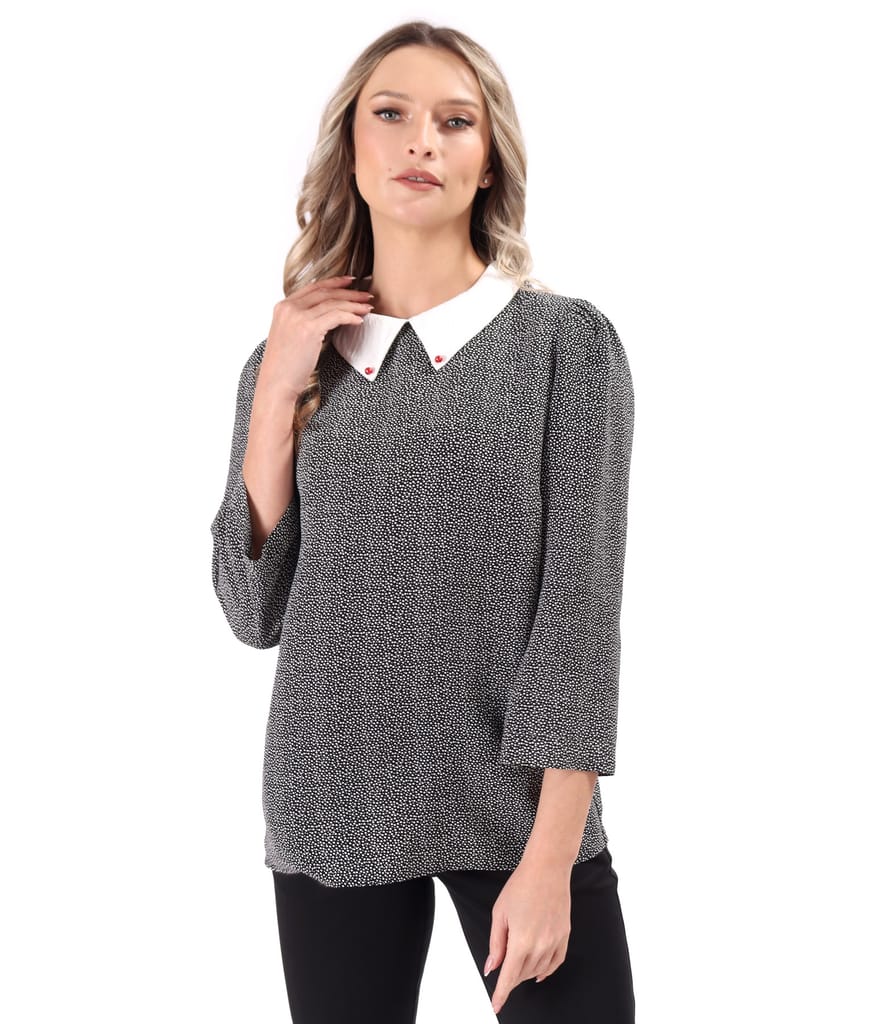 Bluza eleganta din viscoza imprimata cu picouri