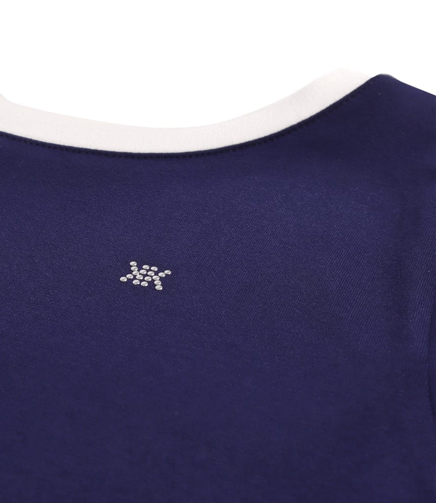 Bluza din jerse elastic cu garnituri in contrast