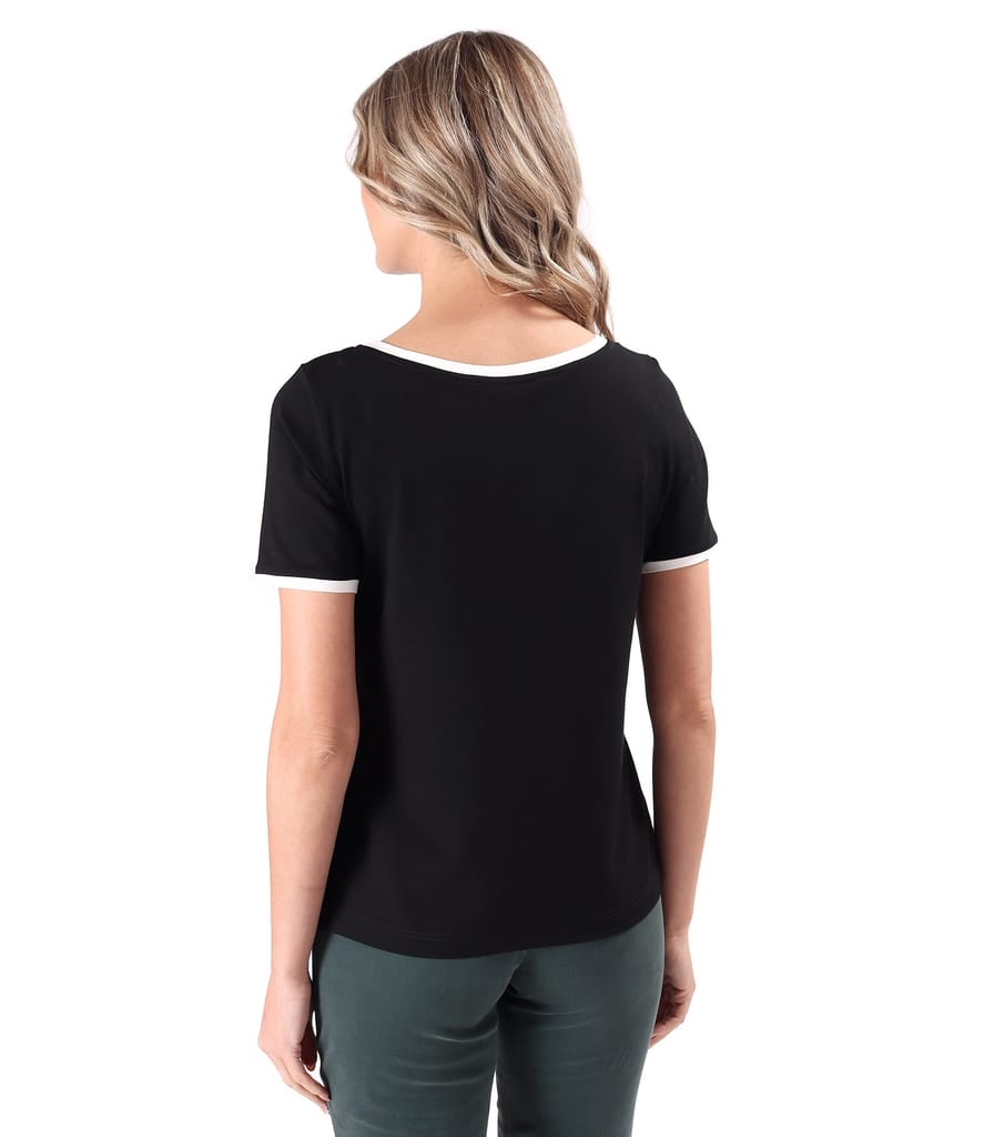 Bluza din jerse elastic cu garnituri in contrast