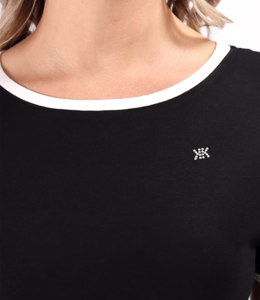 Bluza din jerse elastic cu garnituri in contrast