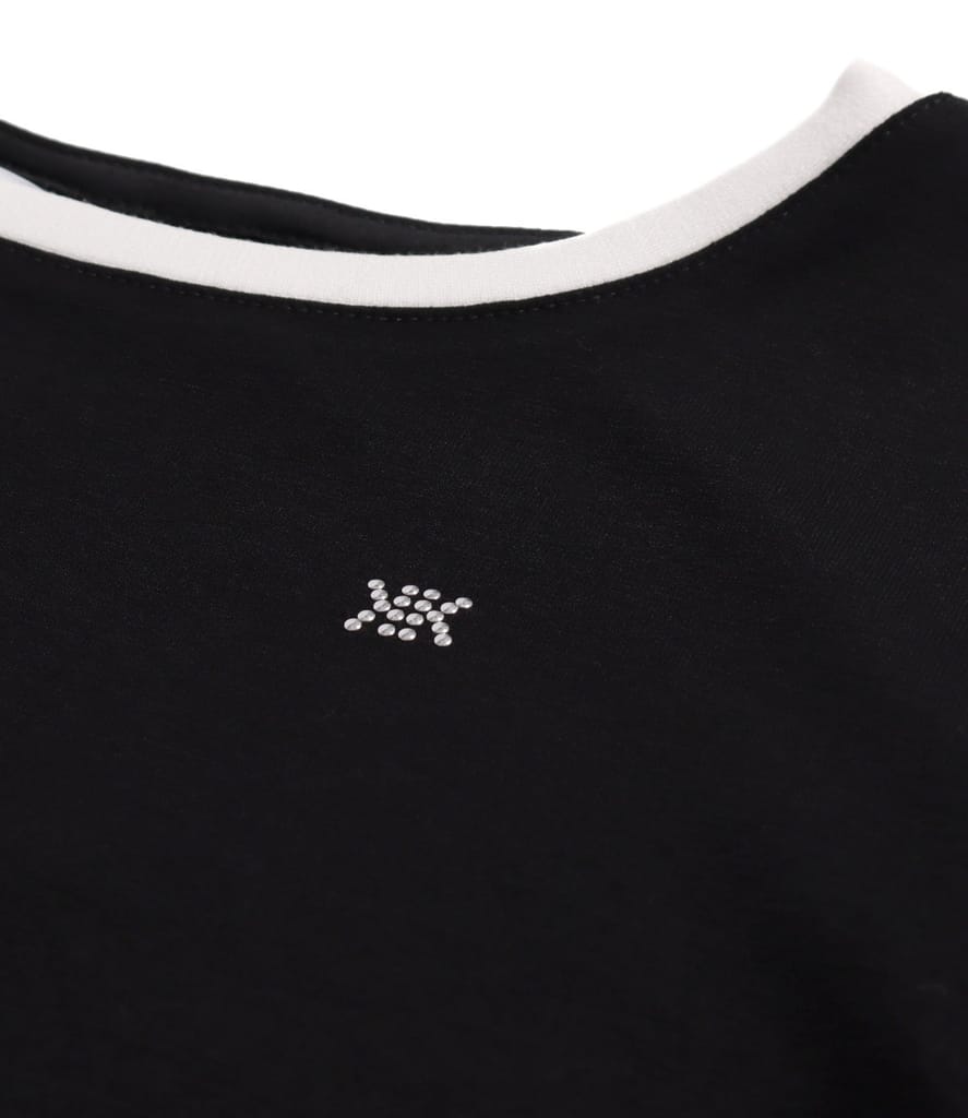 Bluza din jerse elastic cu garnituri in contrast