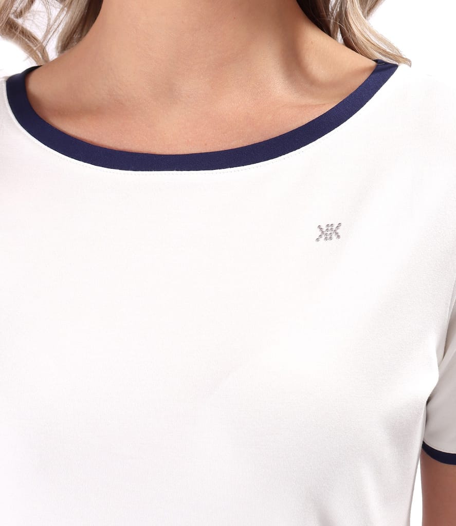 Bluza din jerse elastic cu garnituri in contrast