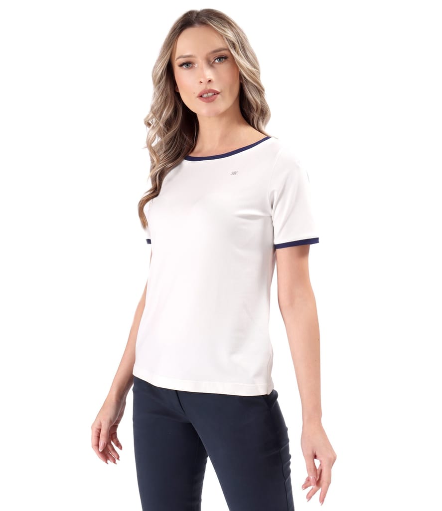 Bluza din jerse elastic cu garnituri in contrast