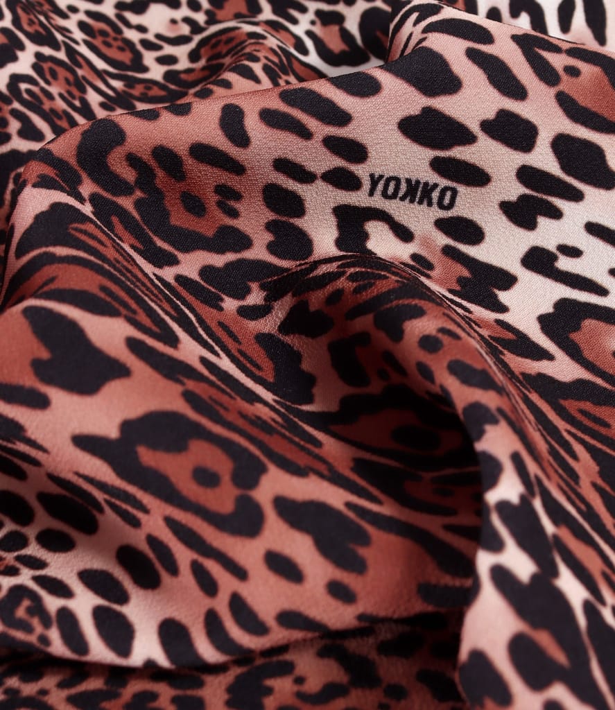 Fusta midi din stofa tip crep cu animal print