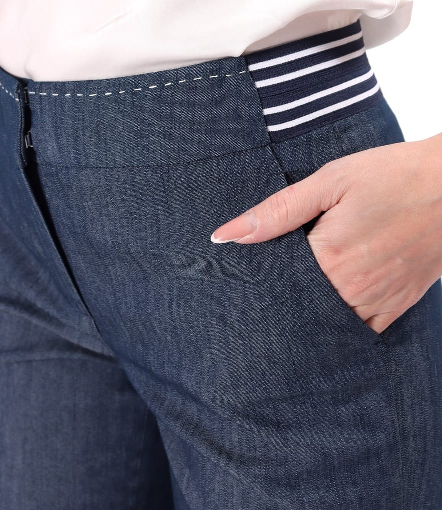 Pantaloni drepti din bumbac cu elastan tip denim