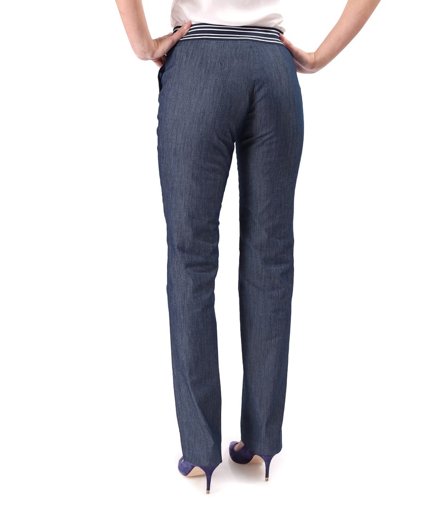 Pantaloni drepti din bumbac cu elastan tip denim