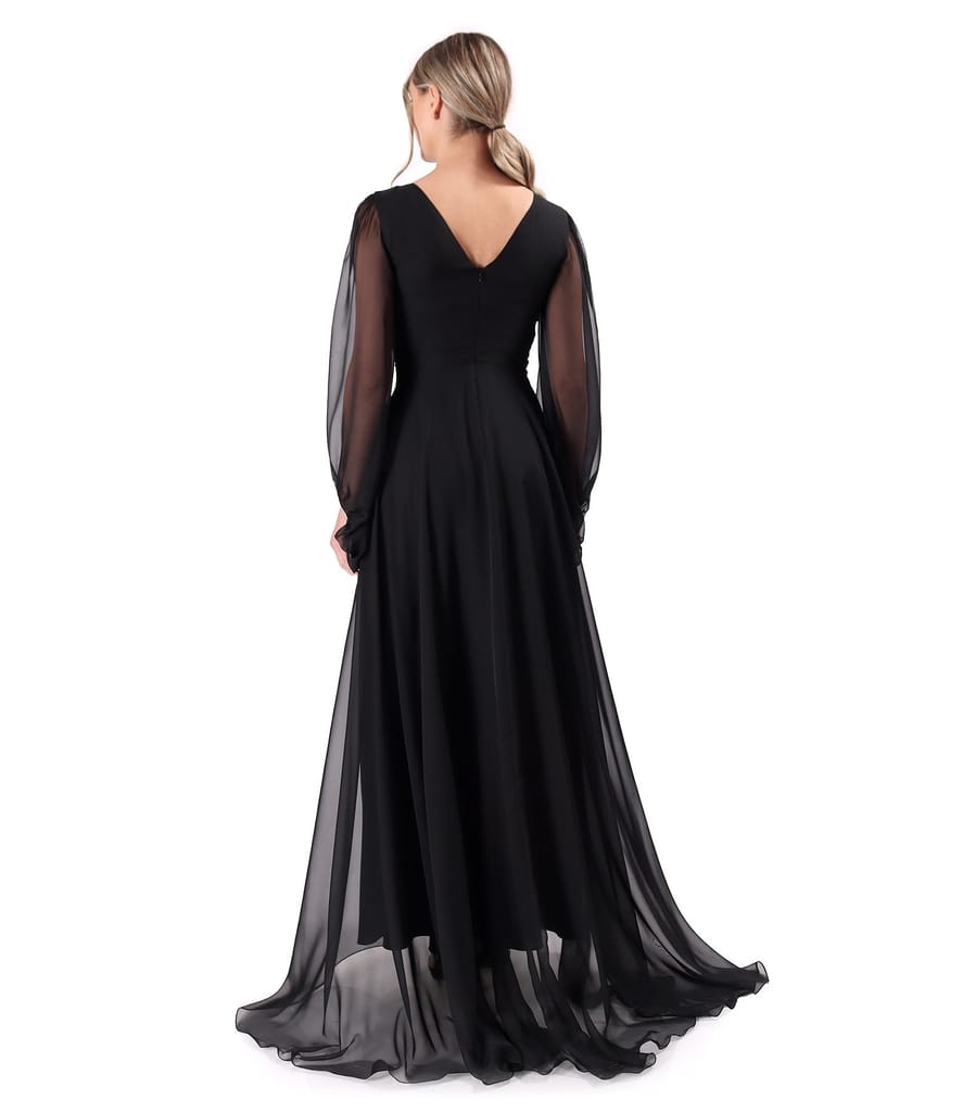 Rochie lunga de seara din voal uni