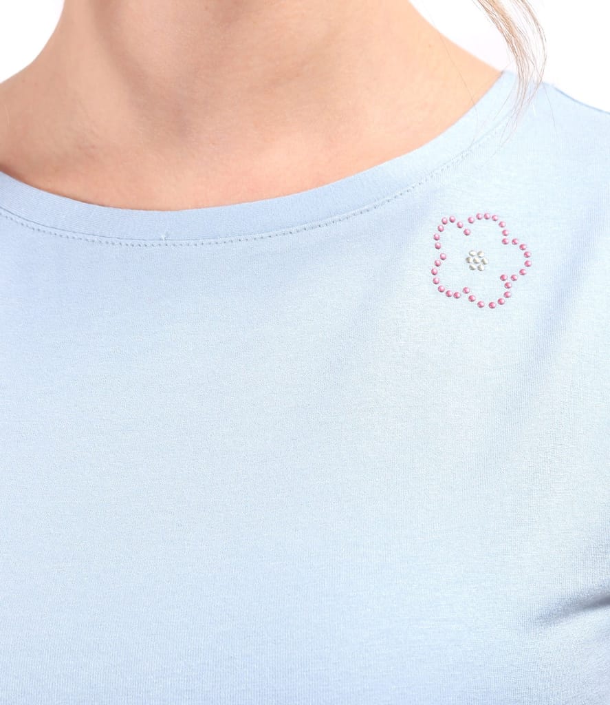 Bluza din jerse elastic uni cu maneci scurte