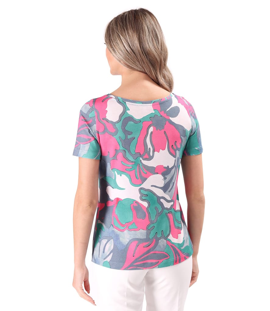 Bluza din jerse elastic de viscoza imprimat cu motive florale