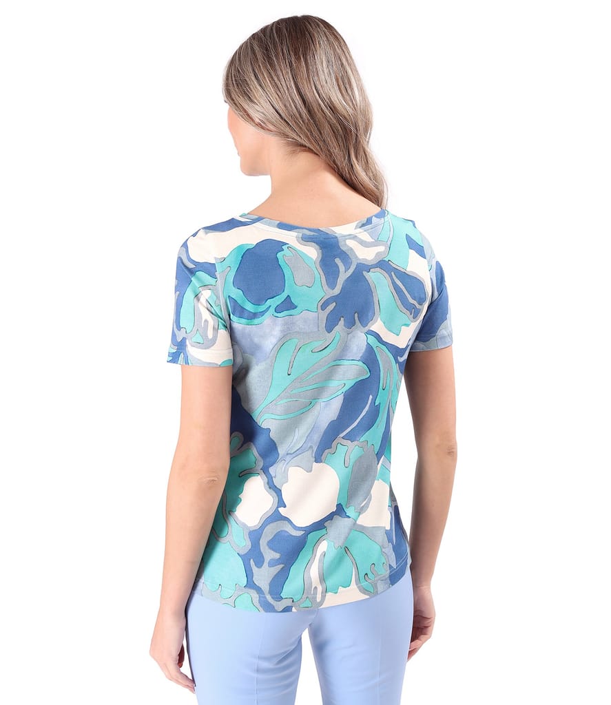 Bluza din jerse elastic de viscoza imprimat cu motive florale