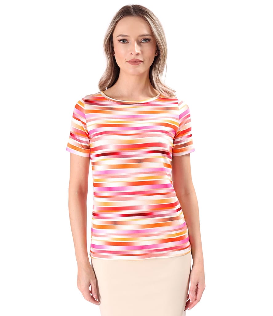 Bluza din jerse elastic de viscoza imprimat cu dungi