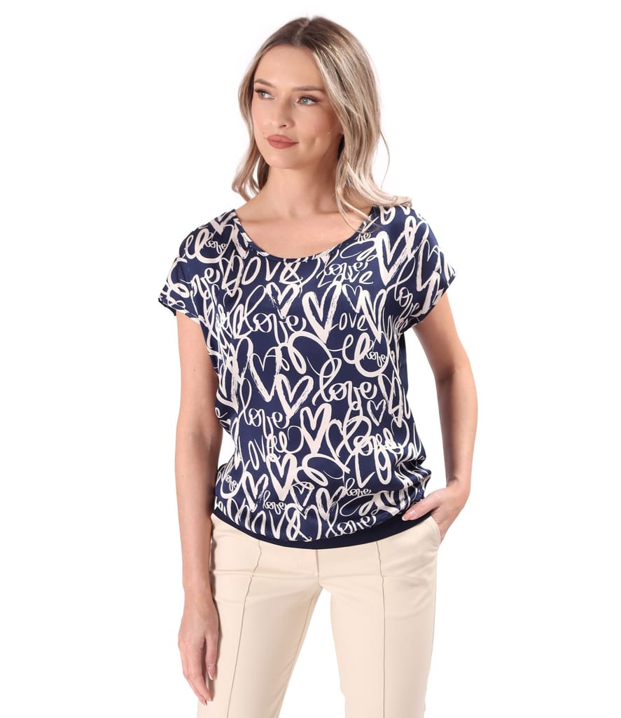 Bluza lejera cu fata din satin de viscoza imprimata