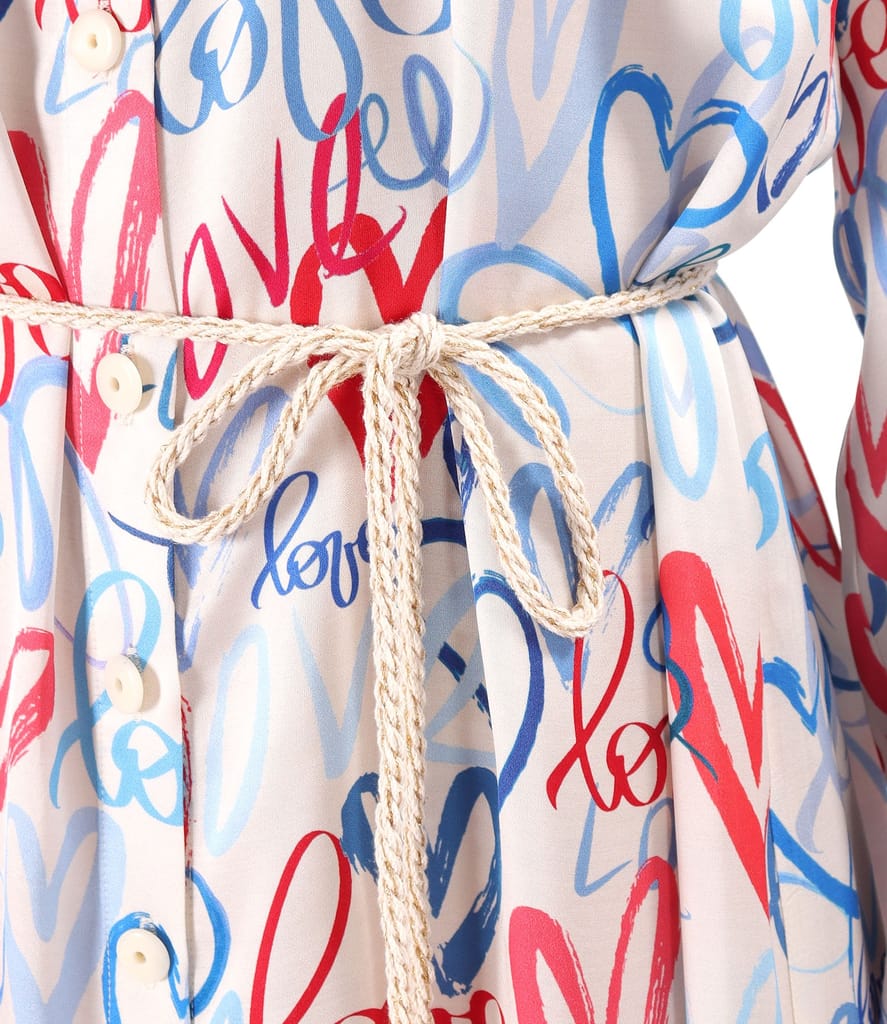 Rochie lunga tip camasa din satin de viscoza imprimata