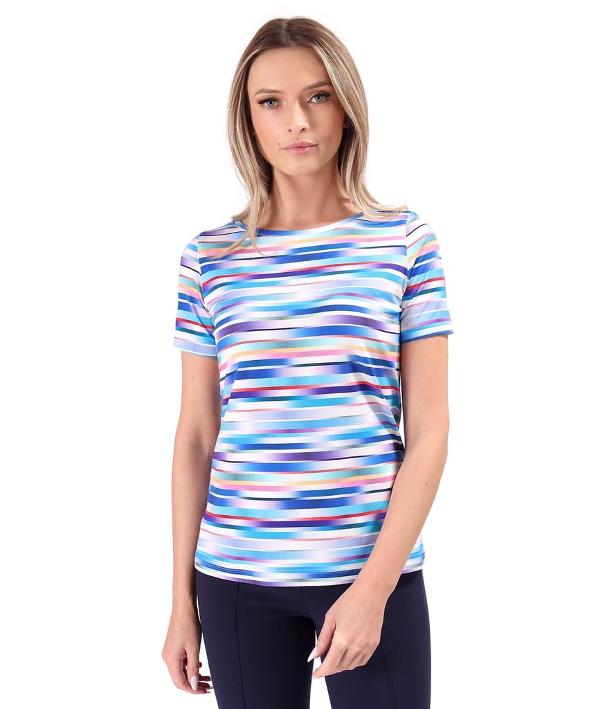 Bluza din jerse elastic de viscoza imprimat cu dungi