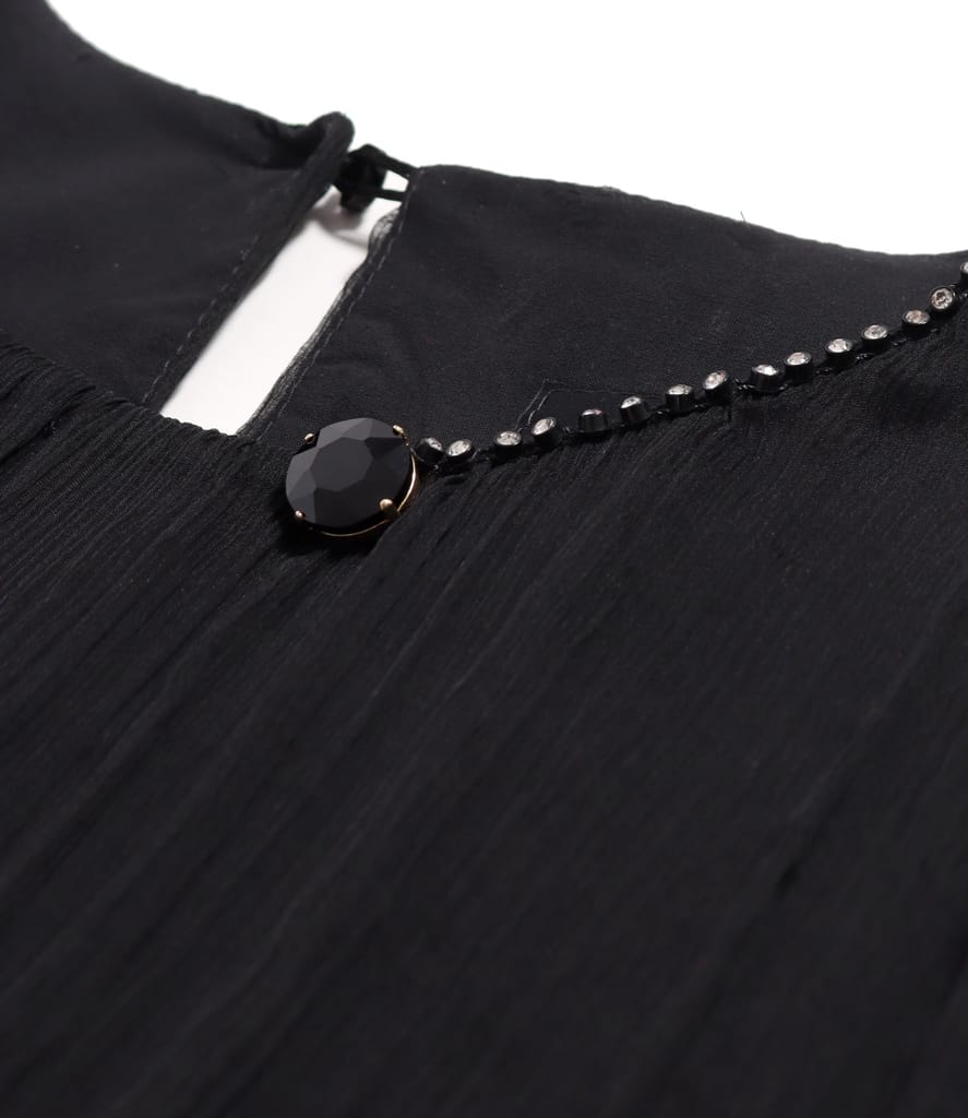 Rochie de cocktail din voal de matase naturala cu cristale la decolteu