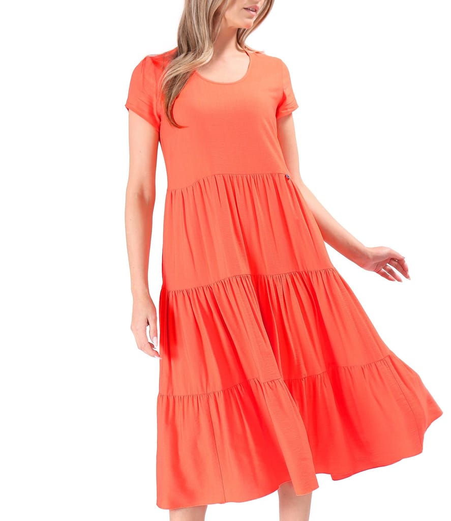 Rochie midi cu volane din viscoza usor creponata