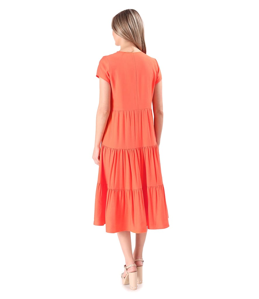 Rochie midi cu volane din viscoza usor creponata