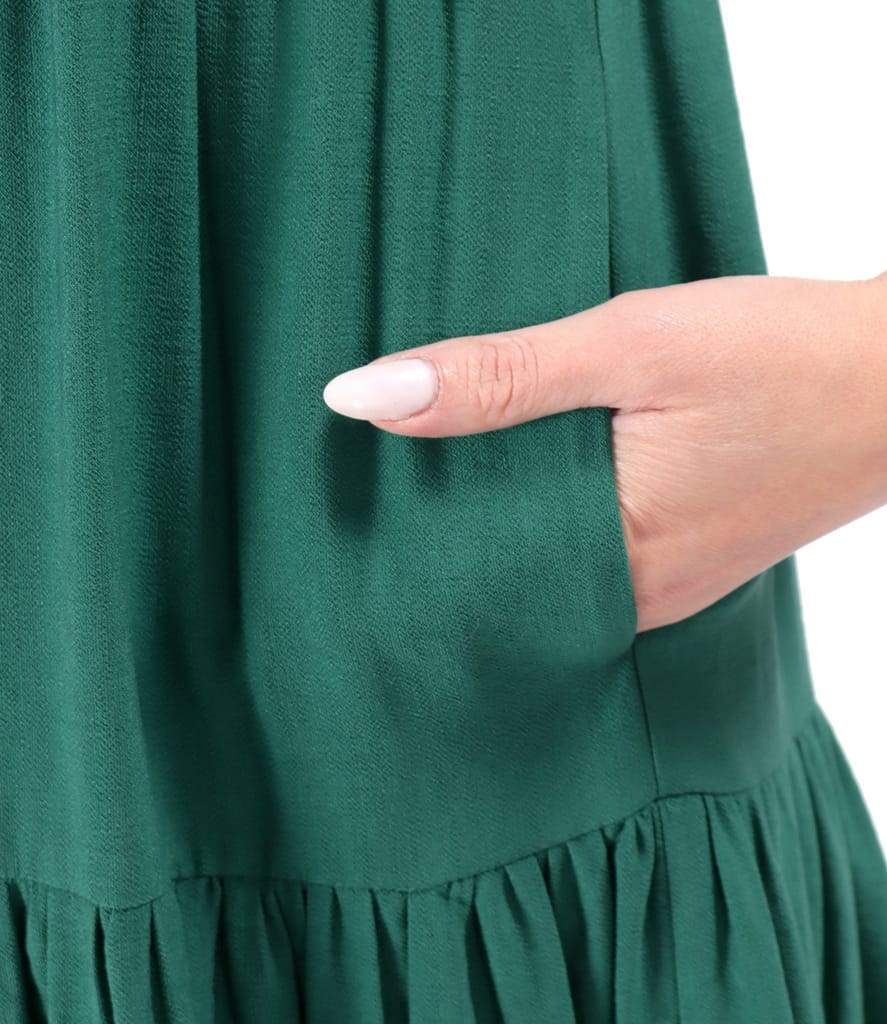 Rochie midi cu volane din viscoza usor creponata