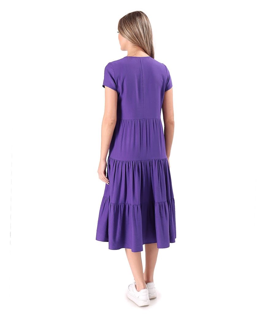 Rochie midi cu volane din viscoza usor creponata