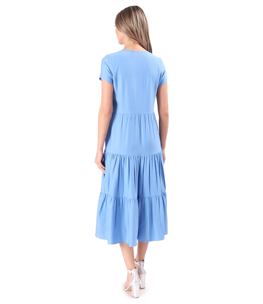 Rochie midi cu volane din viscoza usor creponata