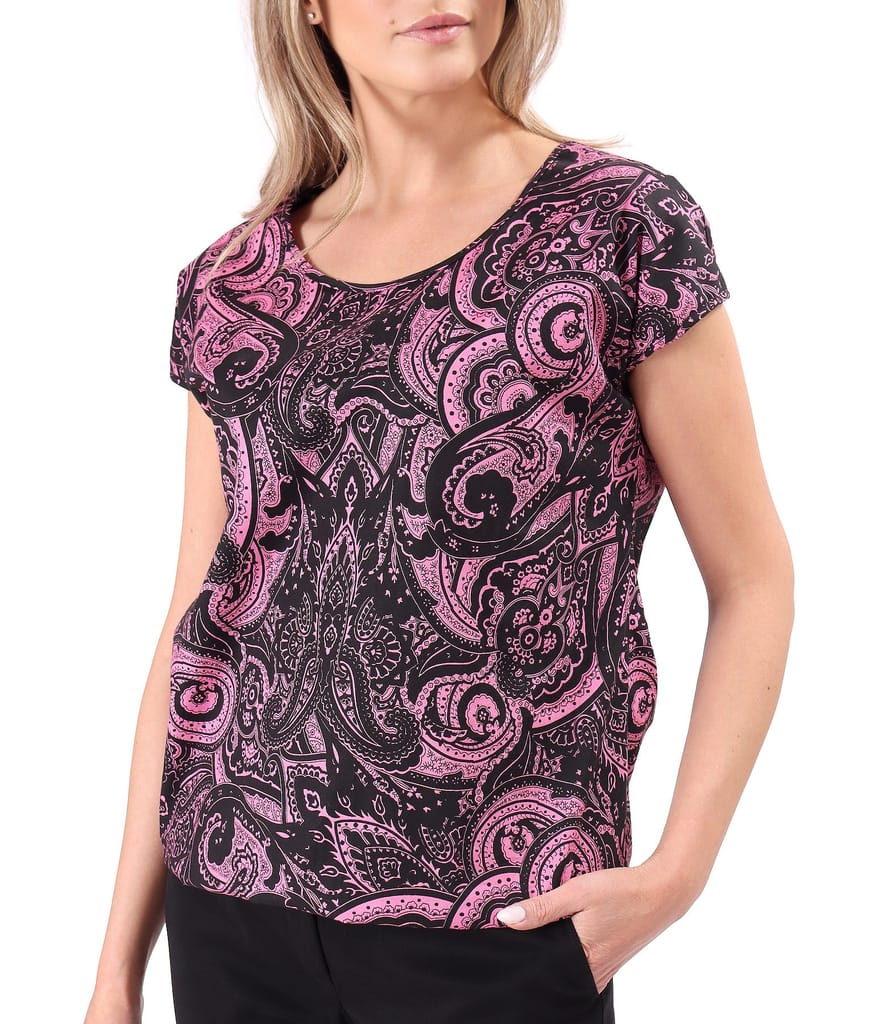 Bluza eleganta din bumbac elastic imprimat cu motive paisley