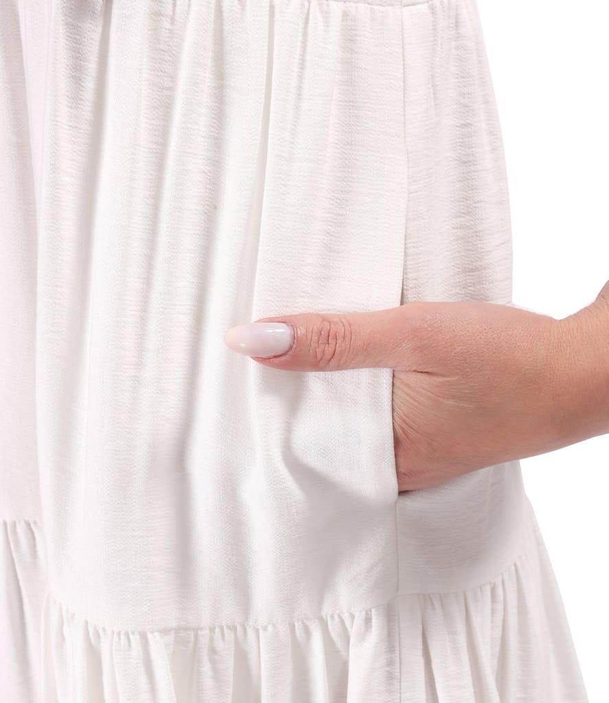 Rochie midi cu volane din viscoza usor creponata