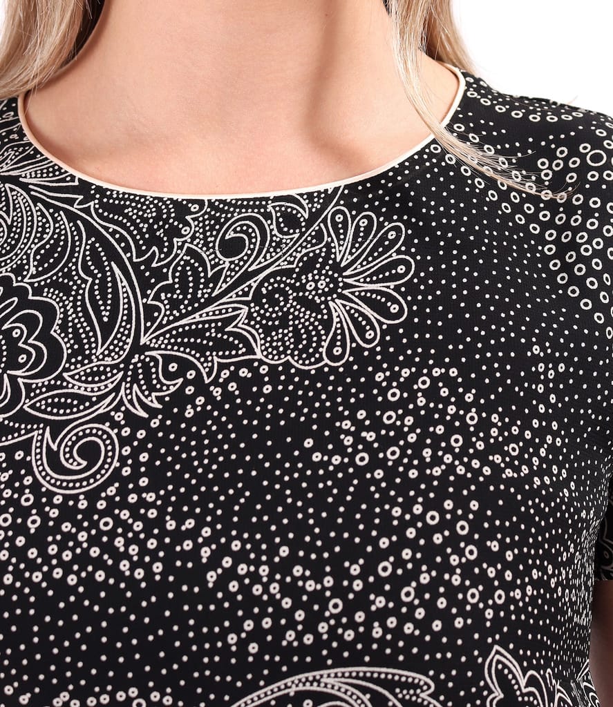 Rochie eleganta midi din viscoza imprimata cu motive florale