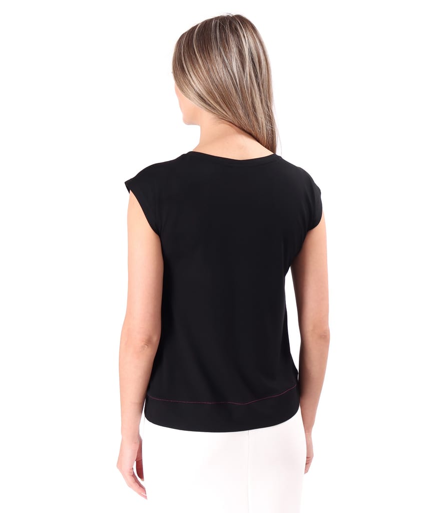 Bluza din jerse elastic uni cu umeri cazuti