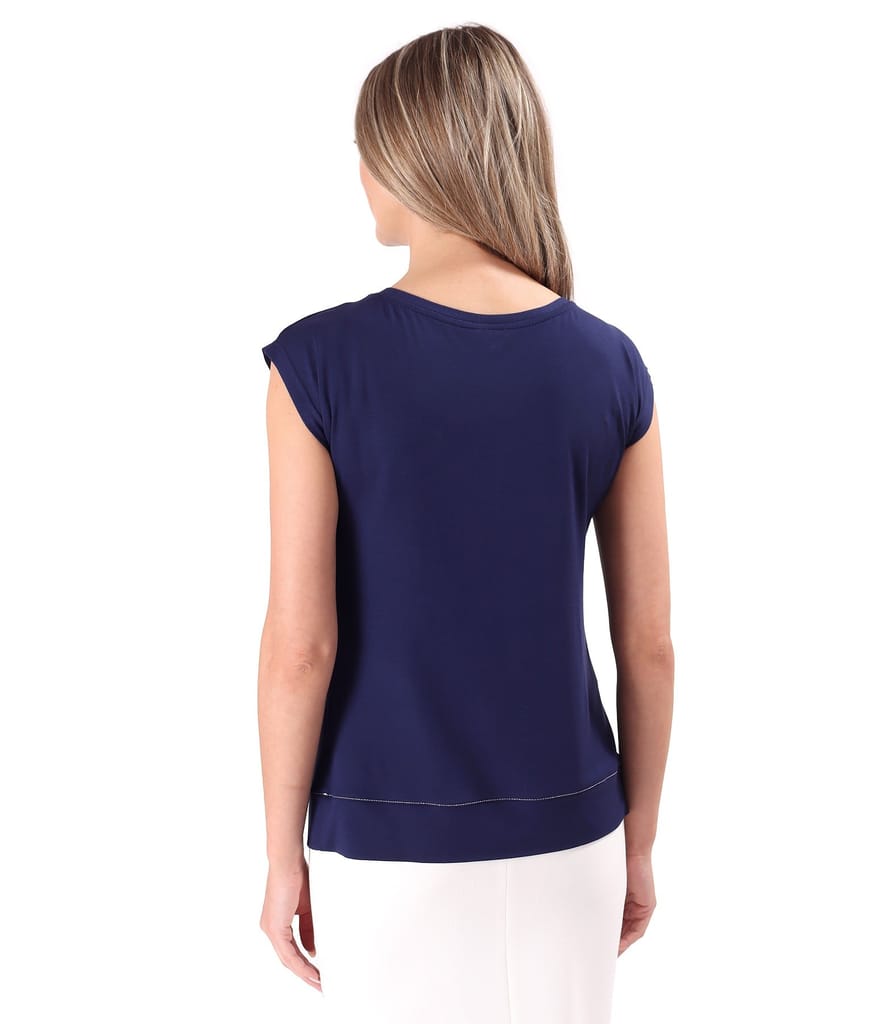 Bluza din jerse elastic uni cu umeri cazuti