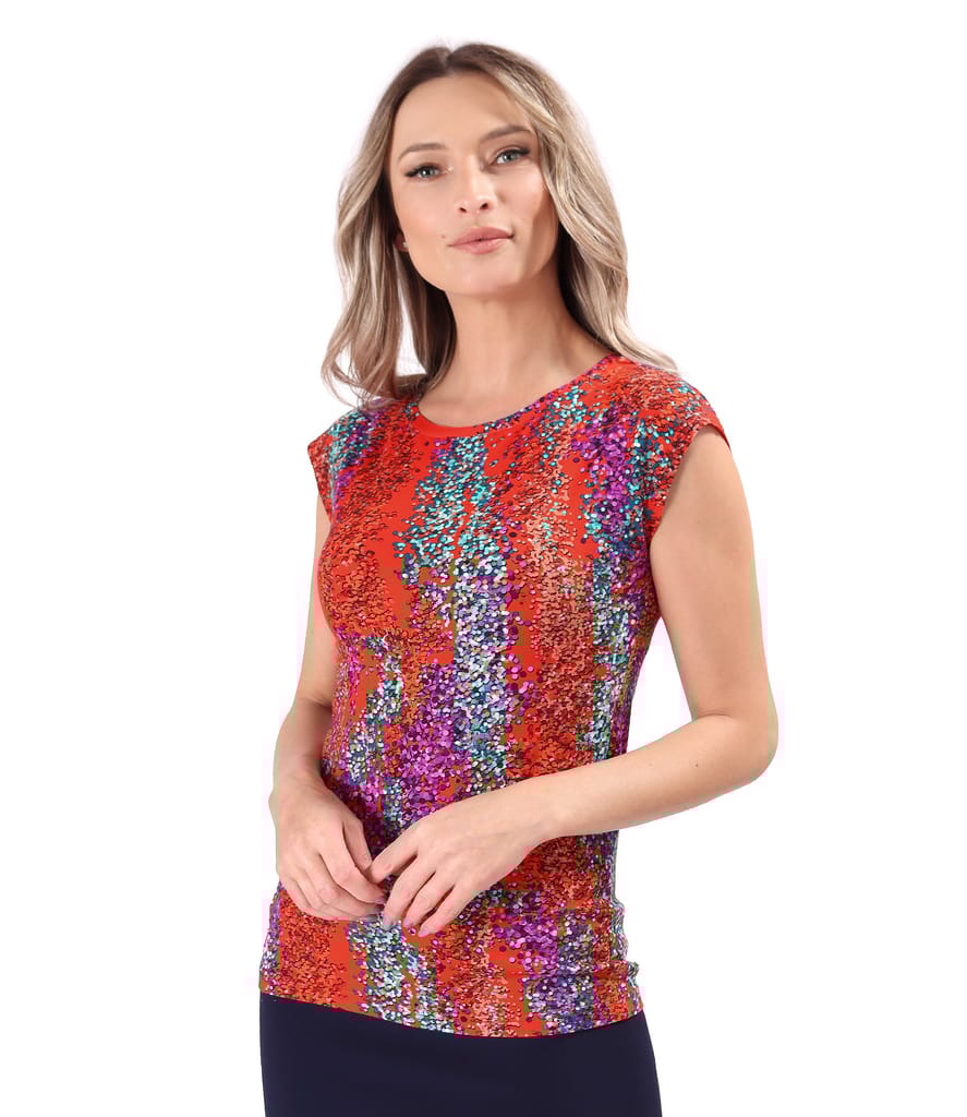 Bluza din jerse elastic imprimat digital