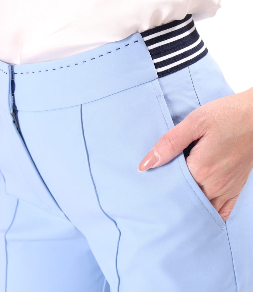 Pantaloni din bumbac elastic cu banda elastica decorativa