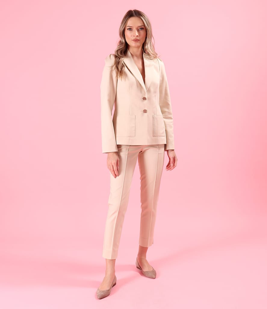 Costum dama office cu pantaloni pana si sacou din bumbac elastic