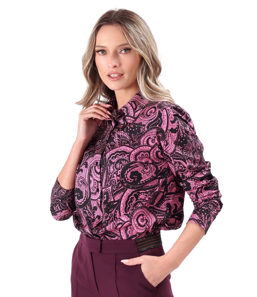 Camasa eleganta lejera din bumbac imprimat cu motive paisley