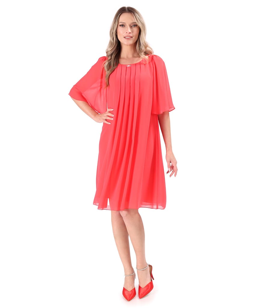 Rochie de ocazie din voal uni cu maneci evazate