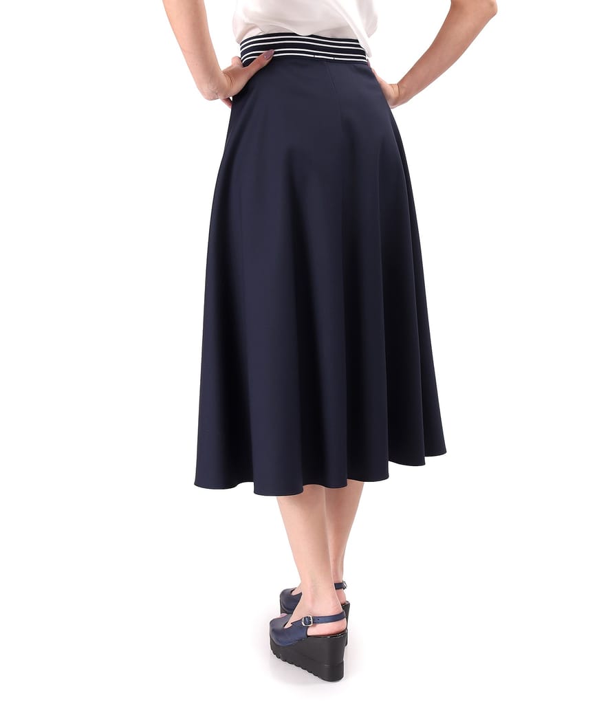 Fusta semiclos din bumbac elastic cu aspect catifelat