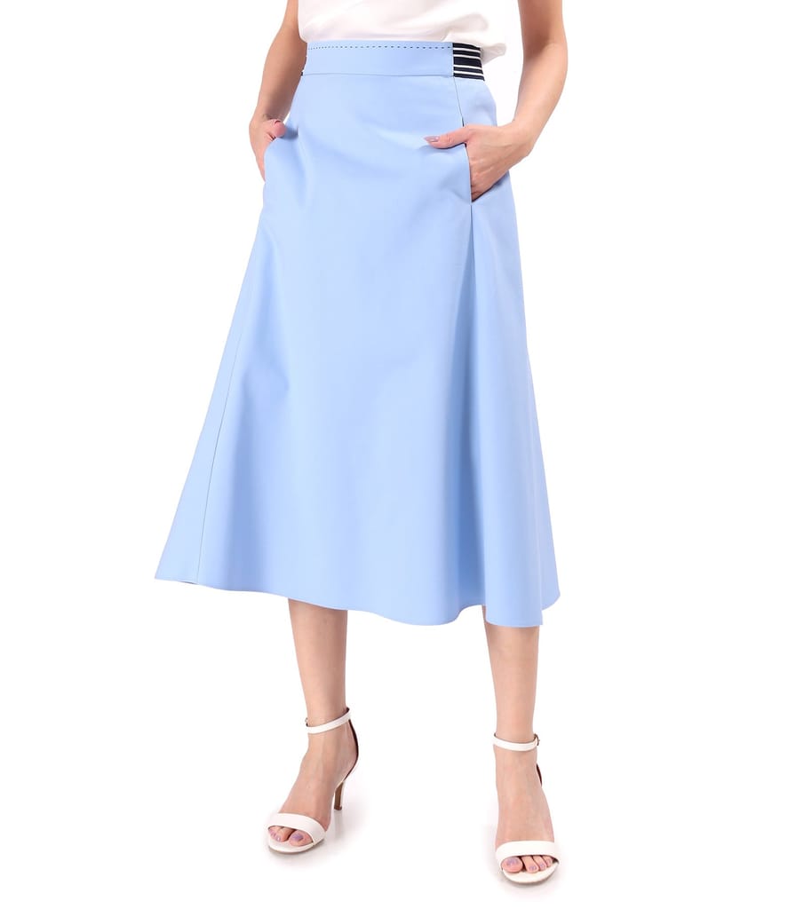 Fusta semiclos din bumbac elastic cu aspect catifelat