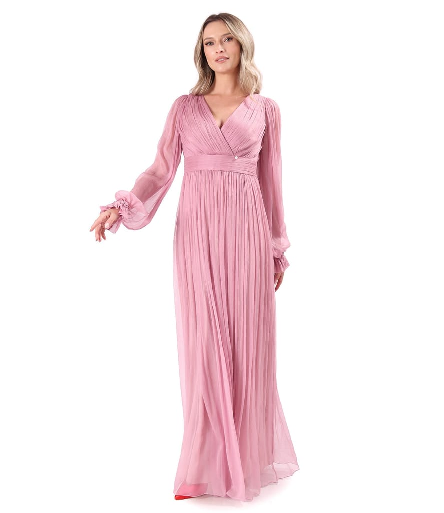 Rochie lunga din voal de matase naturala