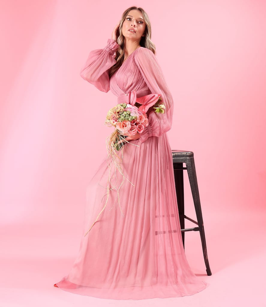 Rochie lunga din voal de matase naturala