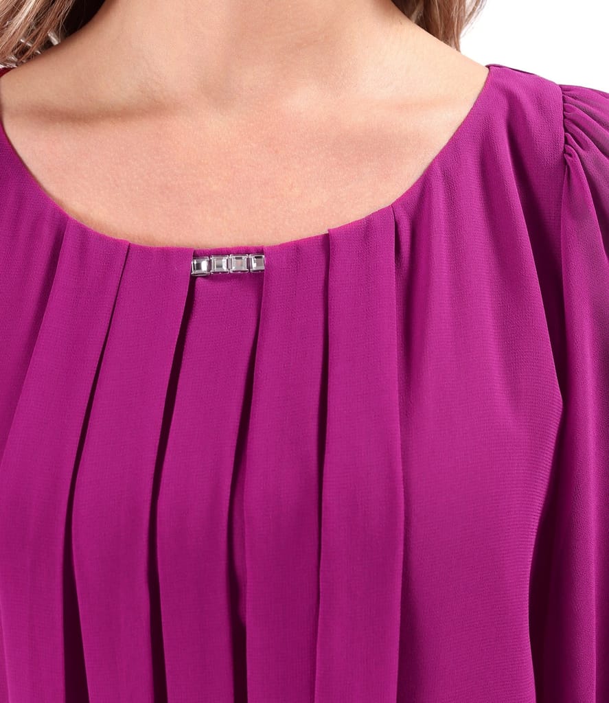 Rochie de ocazie din voal uni cu maneci evazate