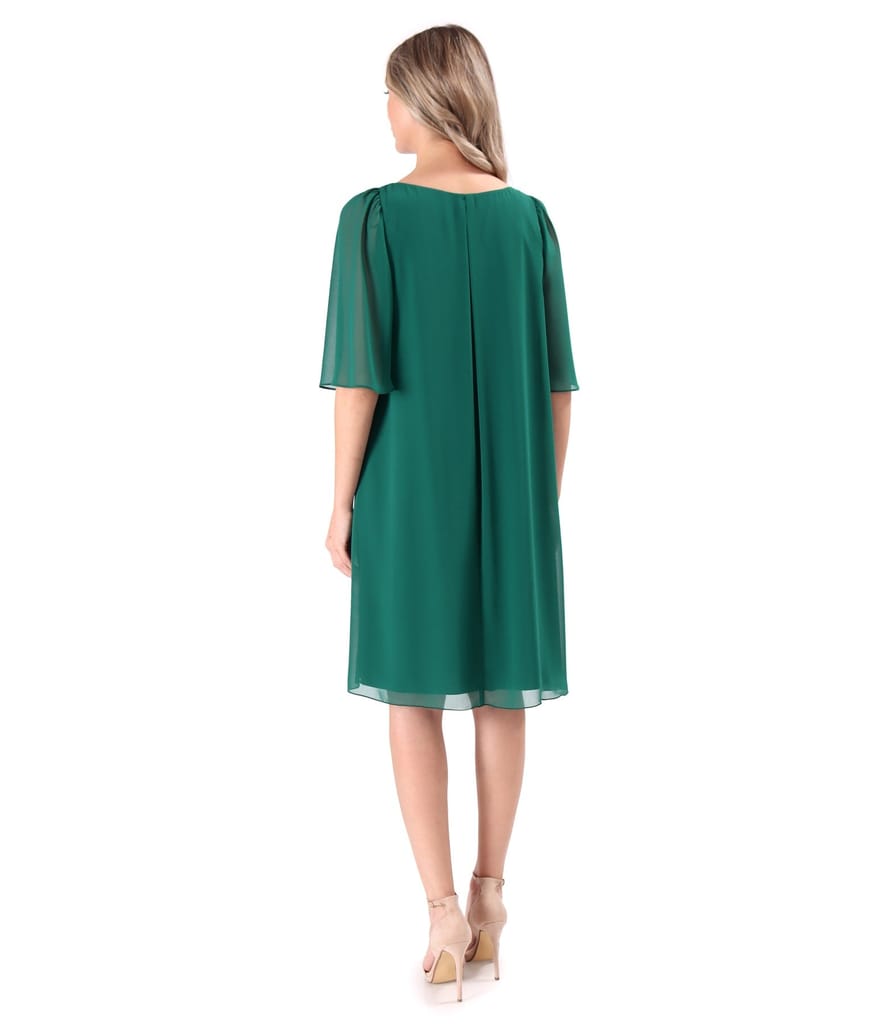 Rochie de ocazie din voal uni cu maneci evazate