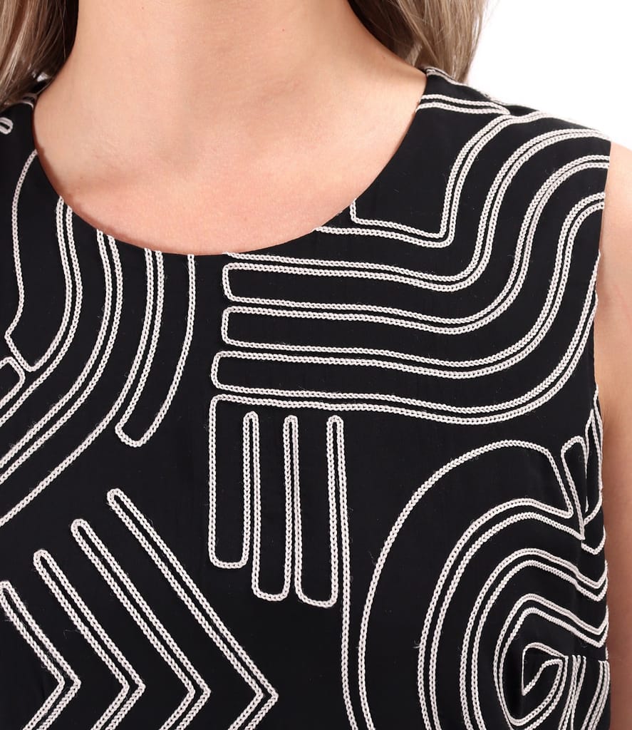 Rochie midi din viscoza brodata summer zen garden