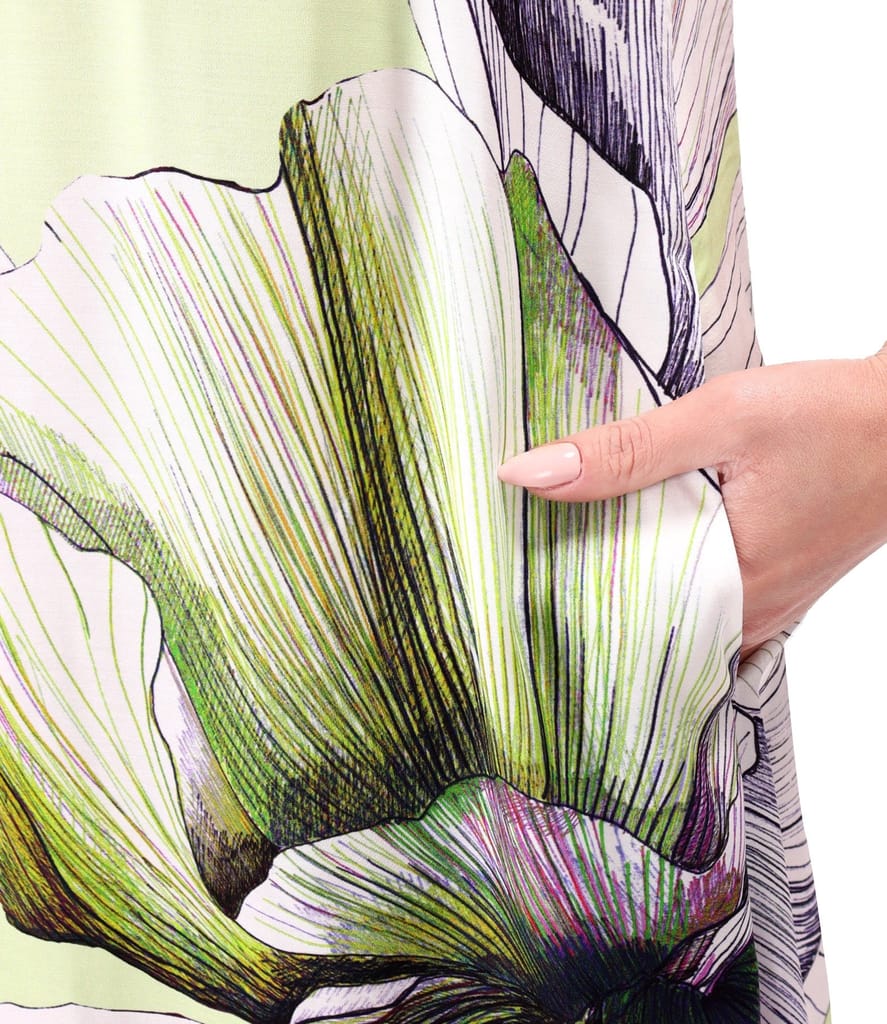 Rochie midi din satin de viscoza imprimata cu flori supradimensionate