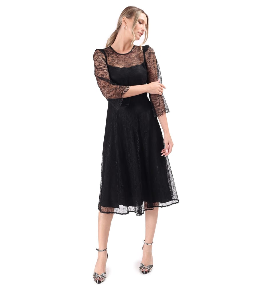 Rochie eleganta din dantela fina cu motive florale