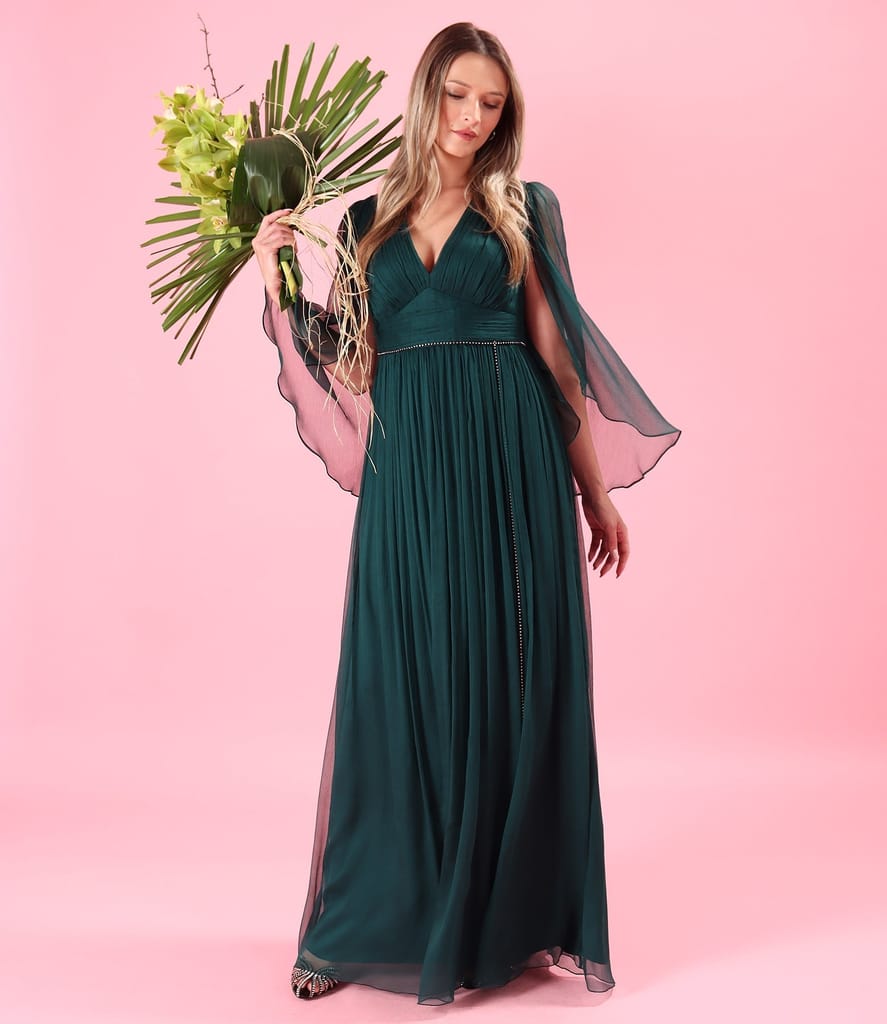 Rochie de seara lunga din voal de matase naturala