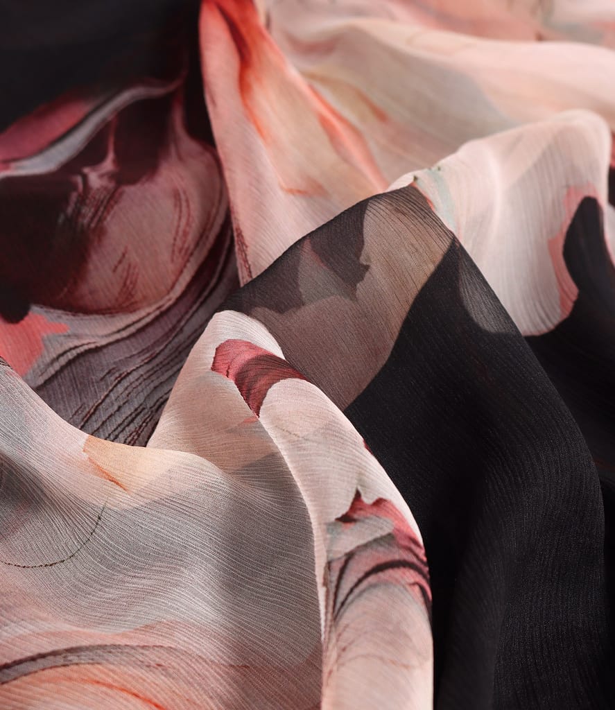 Rochie fluture din voal de matase naturala imprimata cu motive florale