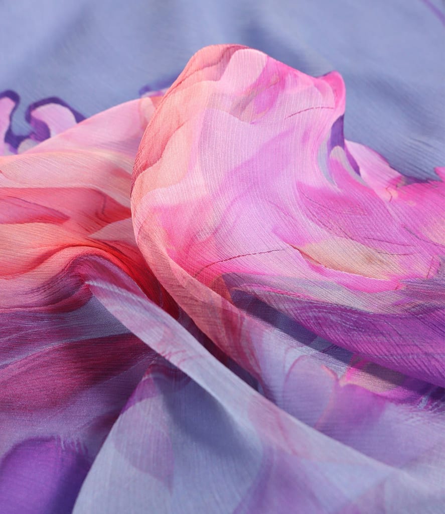 Rochie fluture din voal de matase naturala imprimata cu motive florale