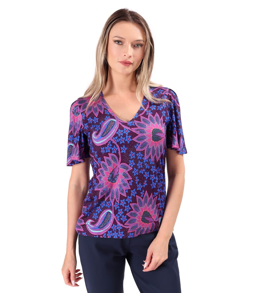 Bluza eleganta din jerse elastic cu maneci ample